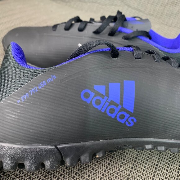 Adidas X Speedflow.4 Turf Soccer Shoes Size 8 Black & Blue Synthetic Mens - Picture 2 of 9